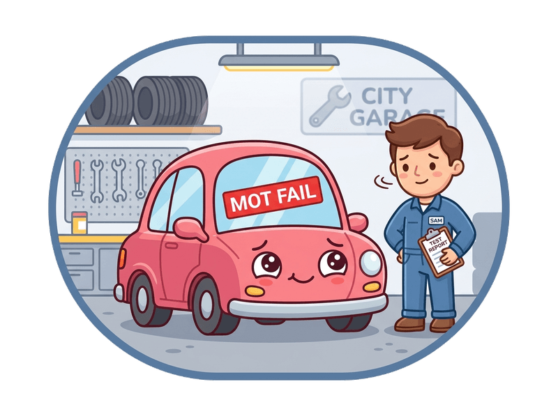 Illustration of mot failure car collection service by Scrap Car SW5 Earls Court